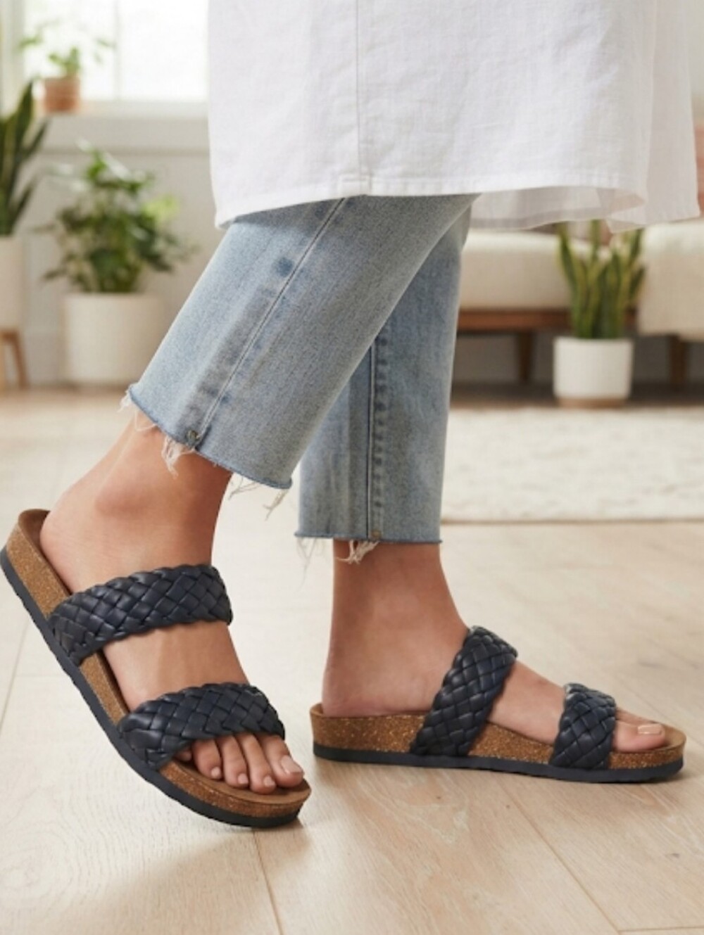 Cliffs by White Mountain Harpoon Braided Slide Sandals Women's 9W Black Vegan